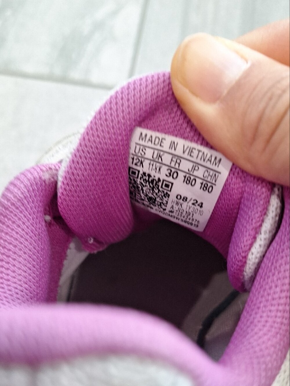 adidas White and Pink Kids Velcro Sneakers - Picture 8 of 9
